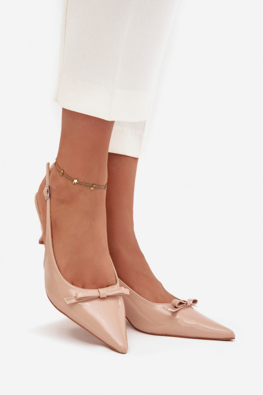 con effetto vernice Scarpe con tacchi sottili con nastri Nude Olvena con effetto vernice Scarpe con tacchi sottili con nastri Nude Olvena