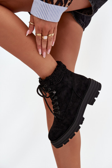 riscaldamento scarpe Stivali da donna con lacci colore nero Lyrinne 2