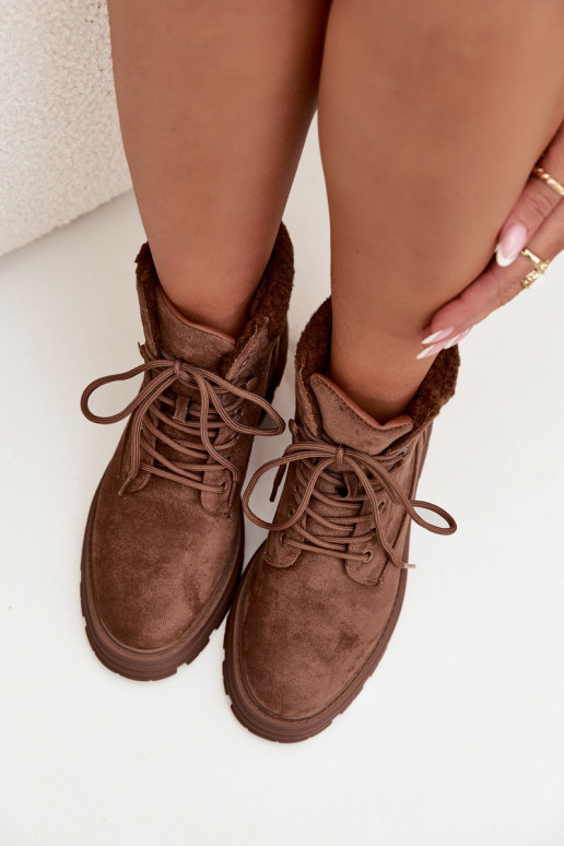 riscaldamento scarpe Stivali da donna con lacci colore marrone Lyrinne
