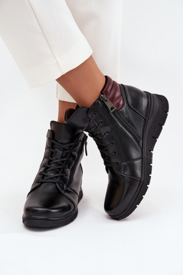 Pelle Stivali da donna Su un cuneo riscaldamento Vinceza 39963 colore nero