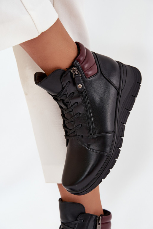 Pelle Stivali da donna Su un cuneo riscaldamento Vinceza 39963 colore nero