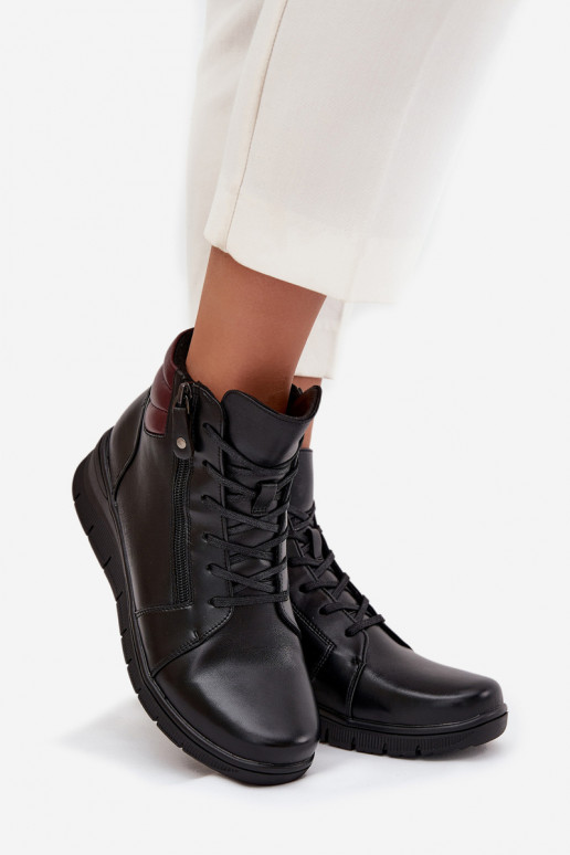 Pelle Stivali da donna Su un cuneo riscaldamento Vinceza 39963 colore nero