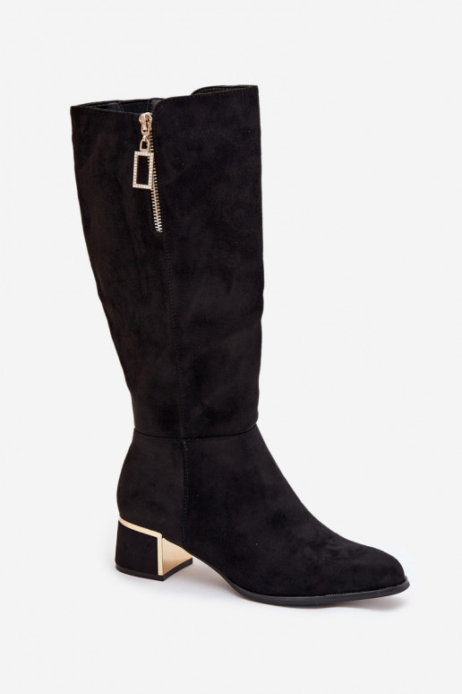 stivali da donna con i tacchiin ecopelle scamosciatau colore nero Lyvienne