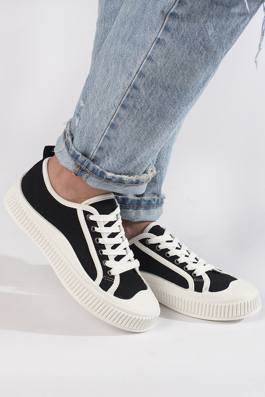 Sneakers donna nere classiche con... Sneakers donna nere classiche con...