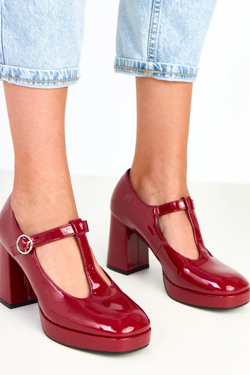 Mezze scarpe bordeaux con tacco a... Mezze scarpe bordeaux con tacco a...