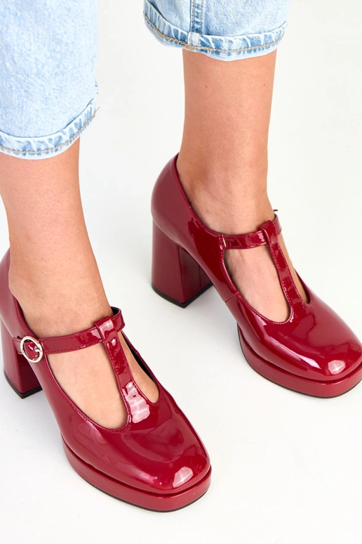 Mezze scarpe bordeaux con tacco a... Mezze scarpe bordeaux con tacco a...