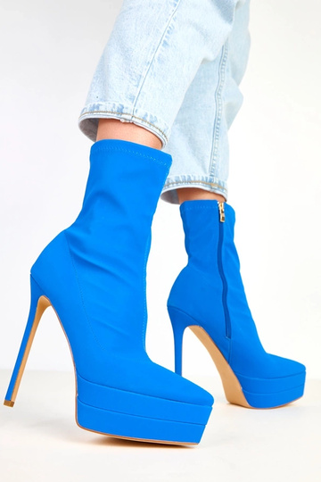 Stivaletti blu in satin con tacco e plateau Ramla 2