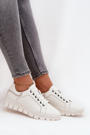 Pelle scarpe Femminile Con un pizzo Vinceza 41493 Colore bianco