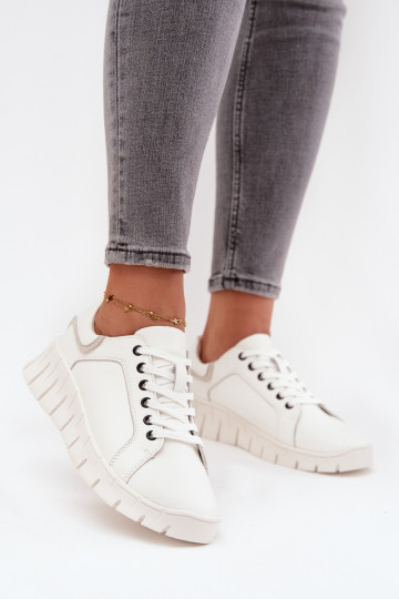 Vinceza 41493 scarpe da donna in pelle con lacci bianche 2