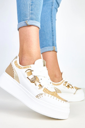 Lina sneakers sabbia su piattaforma con dettaglio intrecciato 2