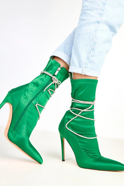 Tolnai stivaletti verdi in raso con... Tolnai stivaletti verdi in raso con...