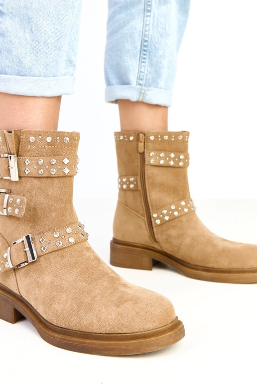 Stivaletti marroni con zirconi e... Stivaletti marroni con zirconi e...