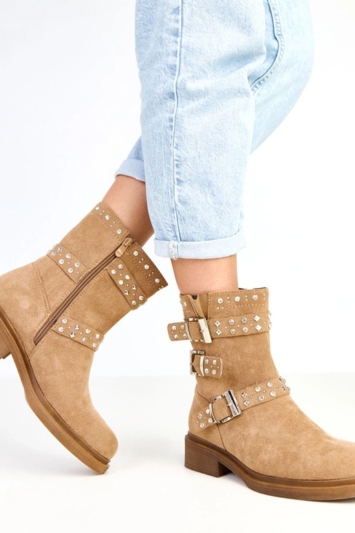 Stivaletti marroni con zirconi e... Stivaletti marroni con zirconi e...