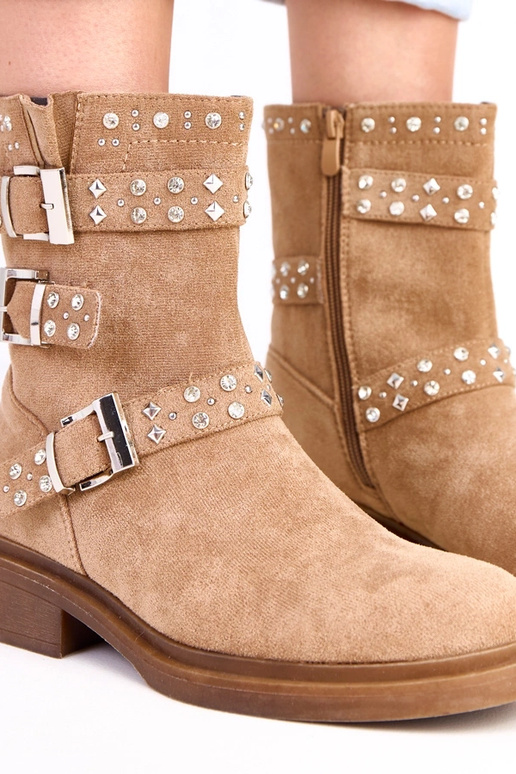 Stivaletti marroni con zirconi e... Stivaletti marroni con zirconi e...