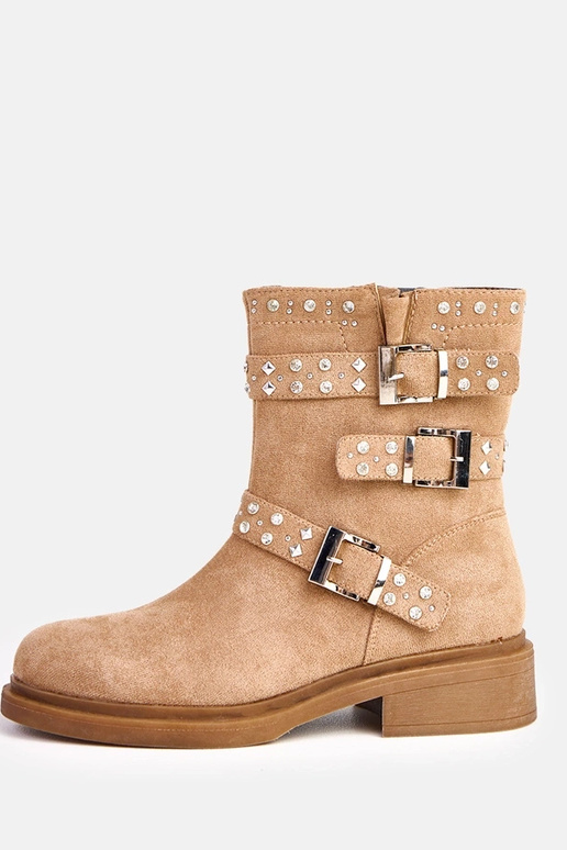 Stivaletti marroni con zirconi e... Stivaletti marroni con zirconi e...