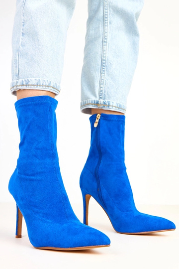 Stivaletti blu in suede con...