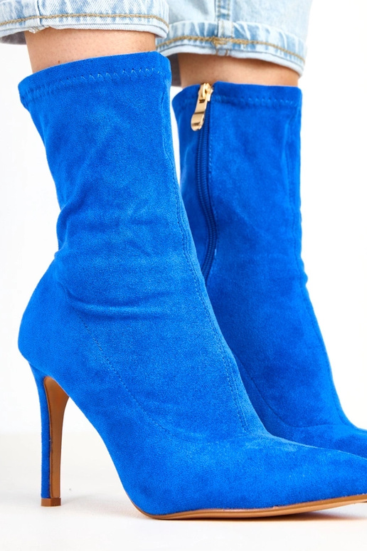 Stivaletti blu in suede con tacco... Stivaletti blu in suede con tacco...