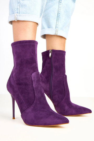 Stivaletti viola scuro con...