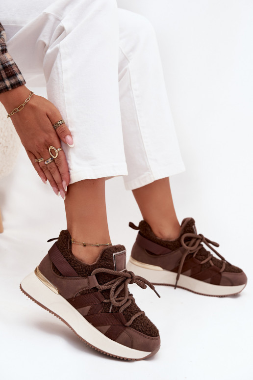 riscaldamento Scarpe modello sneakers Femminile con una piattaforma colore marrone Juvira