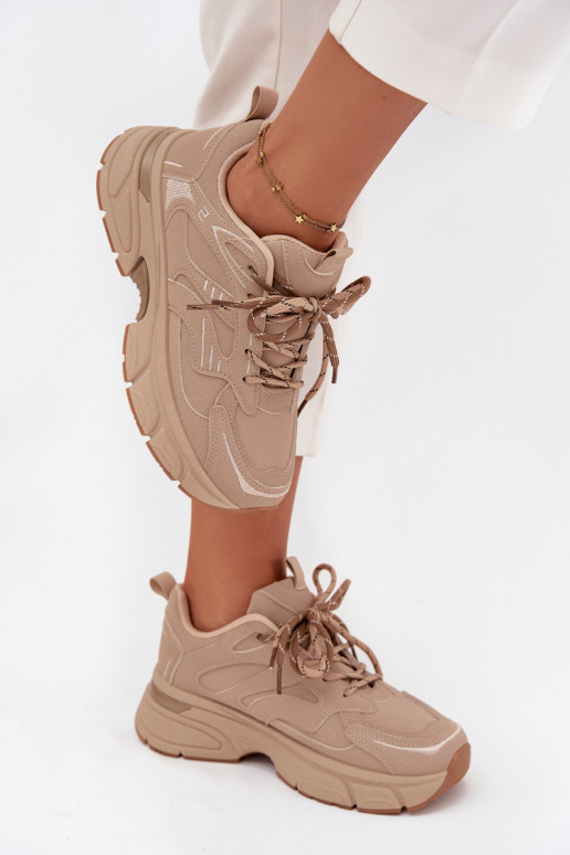scarpe da ginnastica Scarpe modello sneakers FemminilePodAójnym Allacciaturam beige Annelie