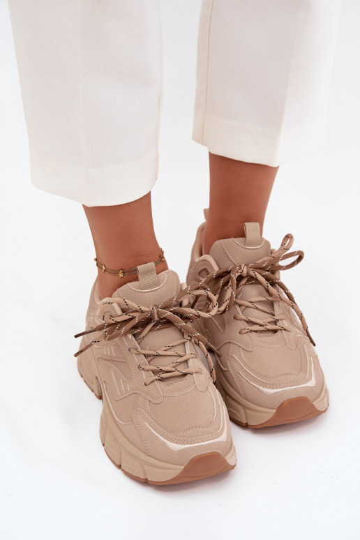 scarpe da ginnastica Scarpe modello sneakers FemminilePodAójnym Allacciaturam beige Annelie