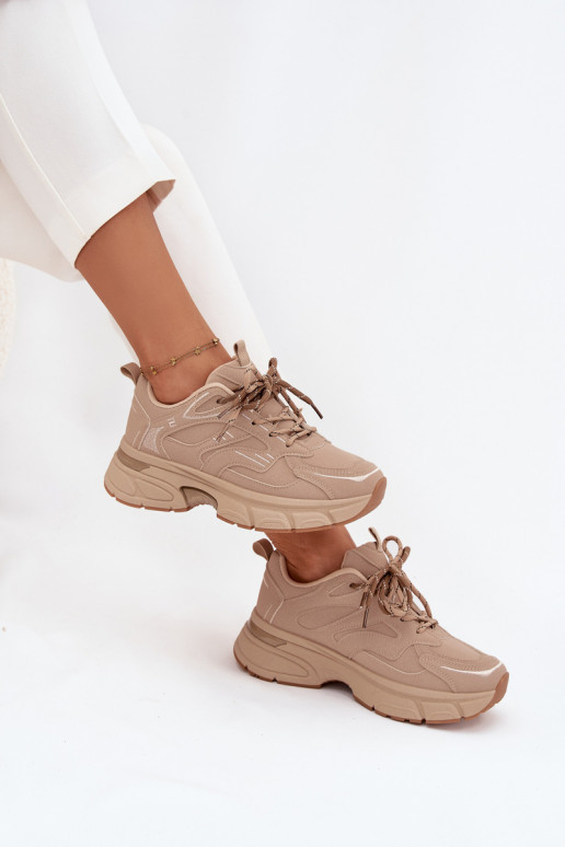scarpe da ginnastica Scarpe modello sneakers FemminilePodAójnym Allacciaturam beige Annelie