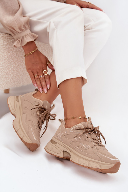 scarpe da ginnastica Scarpe modello sneakers FemminilePodAójnym Allacciaturam beige Annelie
