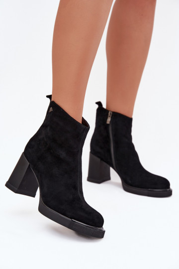 Stivaletti da donna in ecopelle scamosciata, color nero, Vinceza 91142 2