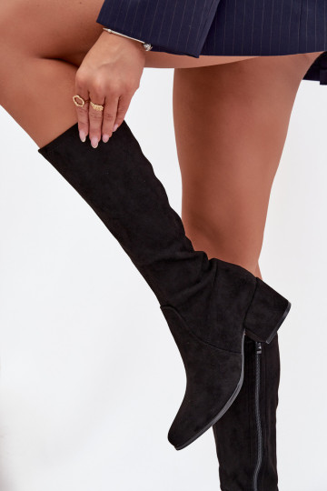 stivali da donna Con tacco basso in ecopelle scamosciataoAe Sergio Leone KZ212 colore nero