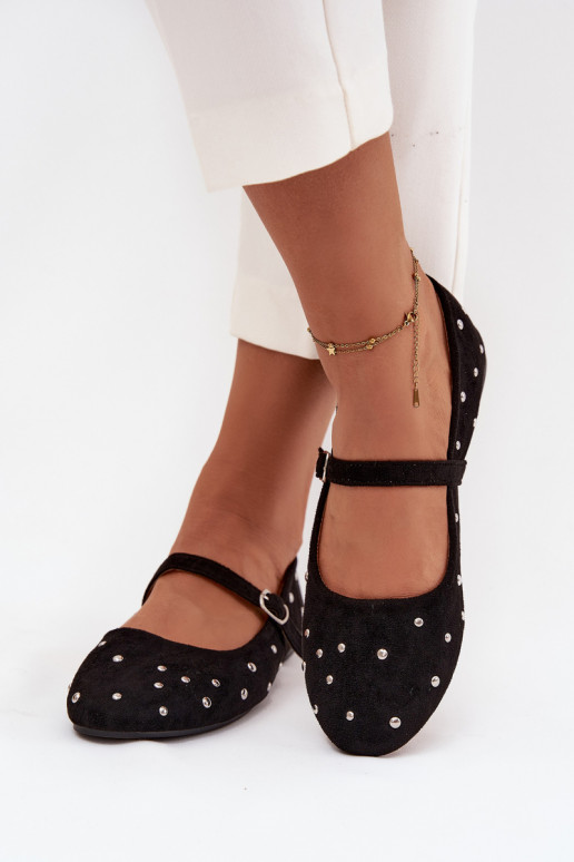 Decorato Ballerine Femminile con cinghie colore nero Olivisse Decorato Ballerine Femminile con cinghie colore nero Olivisse