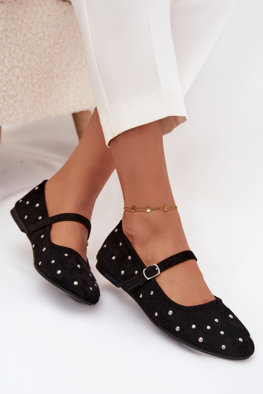 Decorato Ballerine Femminile con cinghie colore nero Olivisse Decorato Ballerine Femminile con cinghie colore nero Olivisse