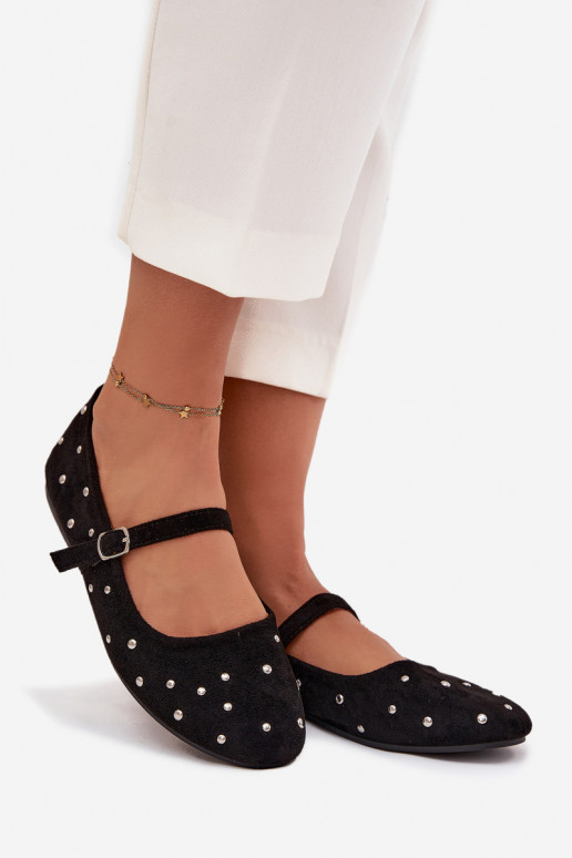 Decorato Ballerine Femminile con cinghie colore nero Olivisse Decorato Ballerine Femminile con cinghie colore nero Olivisse