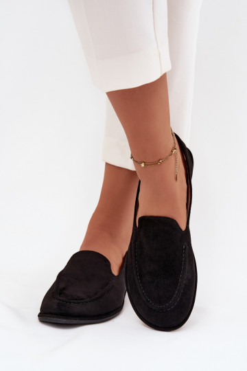 Mocassini da donna in suede sintetico piatti neri Miryelle