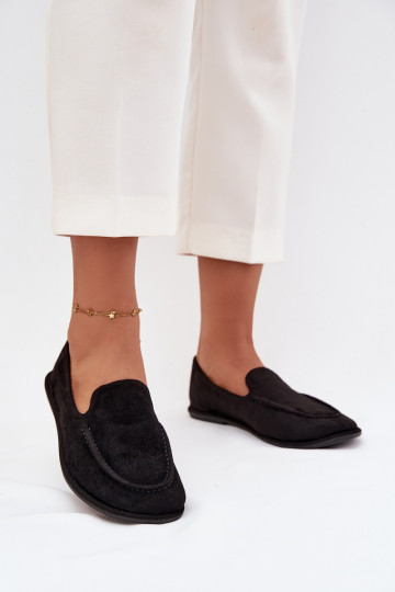 Mocassini da donna in suede sintetico piatti neri Miryelle 2