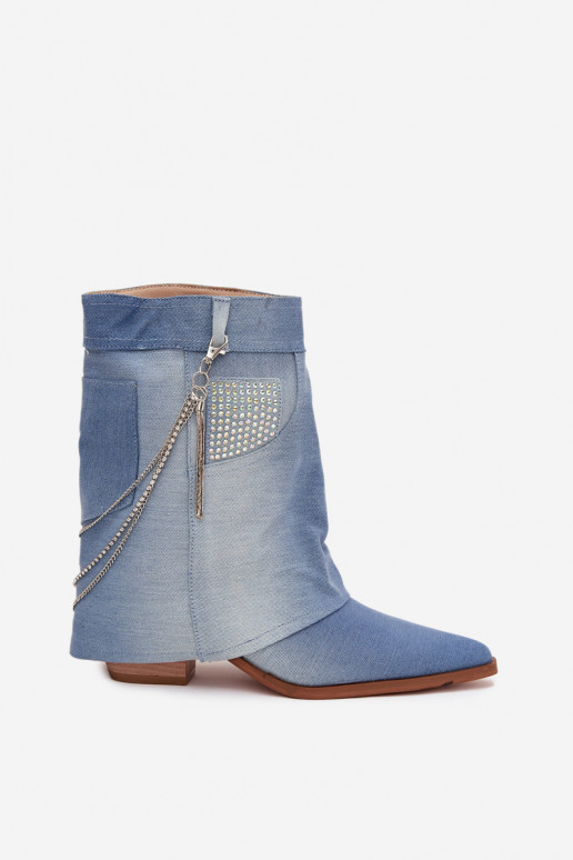 Stivali da donna con catene Deveteriale denim Ilyana