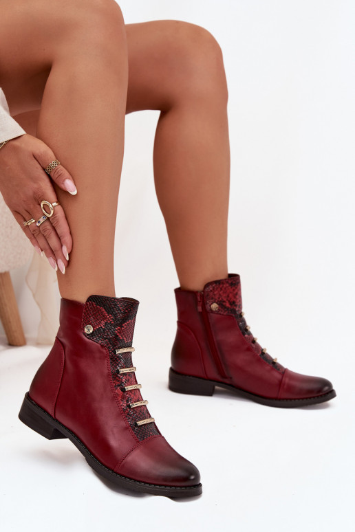 riscaldamento Stivali da donna con tacchi larghi Elegantello animale Borgogna Labise riscaldamento Stivali da donna con tacchi larghi Elegantello animale Borgogna Labise