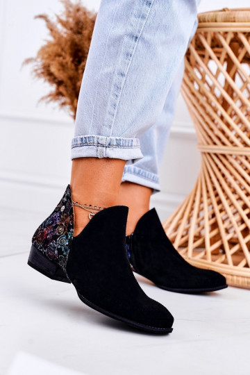 Stivali da donna Deveciejka colore nero con fiori 04091-57