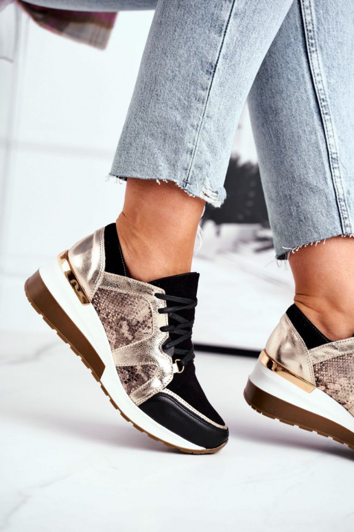 Scarpe modello Sneakers in pelle colore dorato Nicole 2465 Scarpe modello Sneakers in pelle colore dorato Nicole 2465