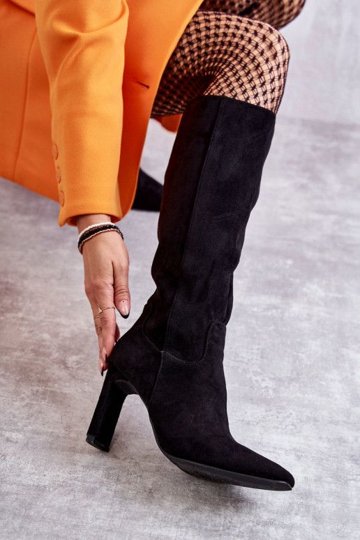 Stivali alti fino al ginocchio con tacco alto colore nero Truly Love