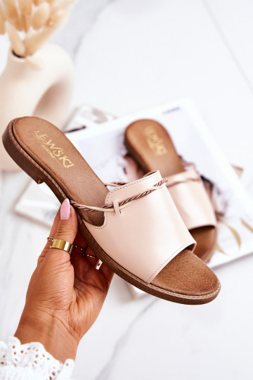 Pantofole in pelle LeAski Shoes 3047 beige