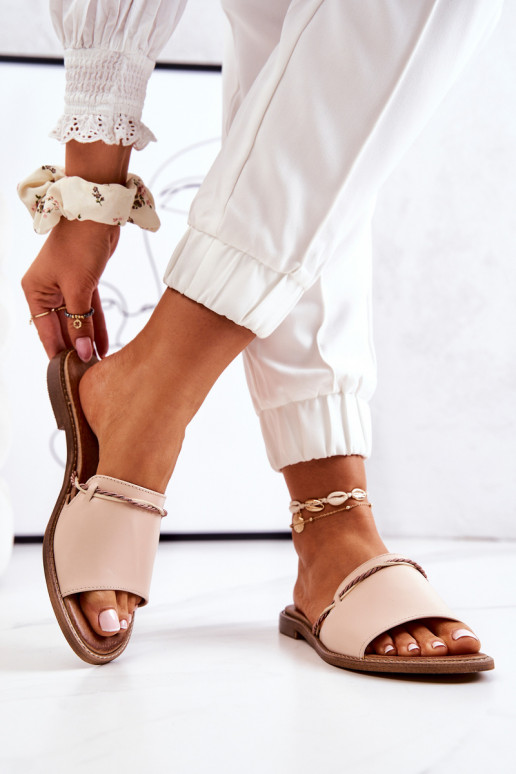 Pantofole in pelle LeAski Shoes 3047 beige Pantofole in pelle LeAski Shoes 3047 beige