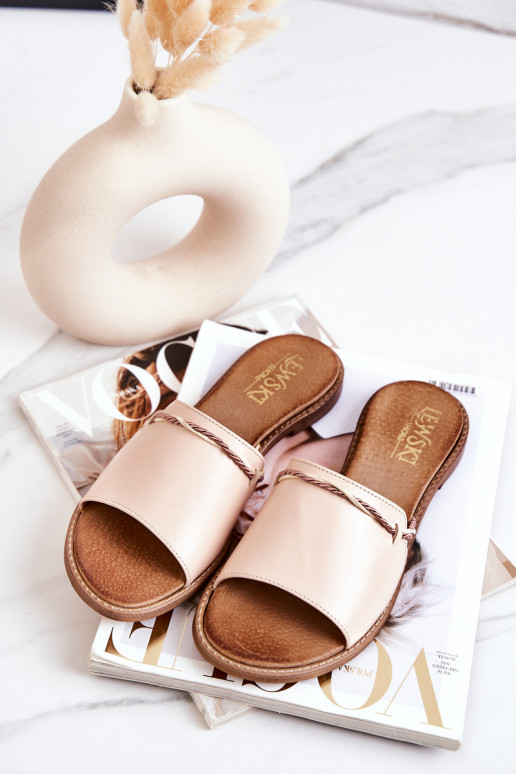 Pantofole in pelle LeAski Shoes 3047 beige Pantofole in pelle LeAski Shoes 3047 beige