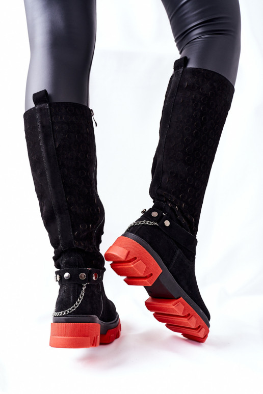 Femminile Pelle stivali LeAski colore nero dalla pelle scamosciata 2866 Femminile Pelle stivali LeAski colore nero dalla pelle scamosciata 2866