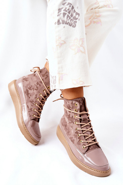 Stile sportivo Pelle scarpe LeAski 3034 beige con mimetismo Stile sportivo Pelle scarpe LeAski 3034 beige con mimetismo