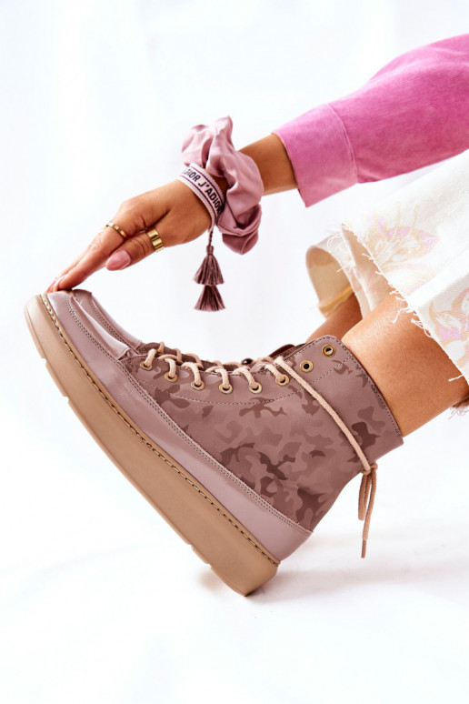 Stile sportivo Pelle scarpe LeAski 3034 beige con mimetismo Stile sportivo Pelle scarpe LeAski 3034 beige con mimetismo