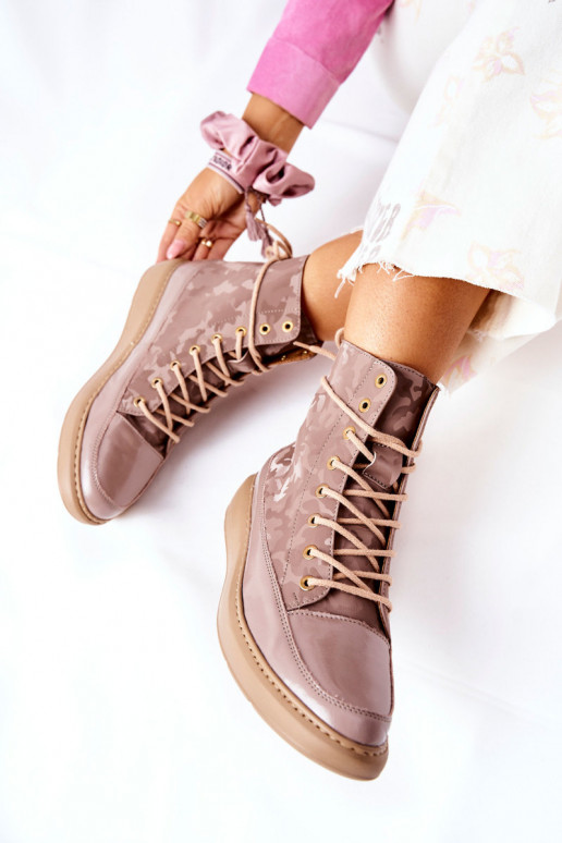 Stile sportivo Pelle scarpe LeAski 3034 beige con mimetismo Stile sportivo Pelle scarpe LeAski 3034 beige con mimetismo