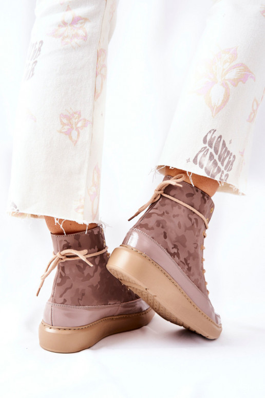 Stile sportivo Pelle scarpe LeAski 3034 beige con mimetismo Stile sportivo Pelle scarpe LeAski 3034 beige con mimetismo