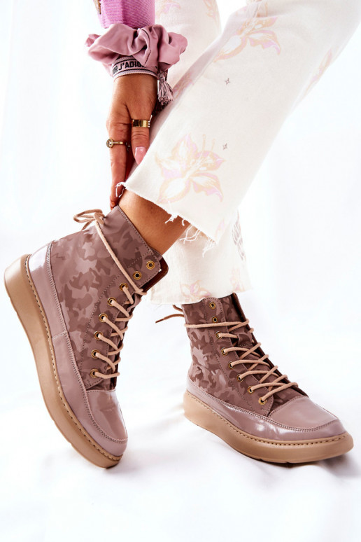 Stile sportivo Pelle scarpe LeAski 3034 beige con mimetismo Stile sportivo Pelle scarpe LeAski 3034 beige con mimetismo