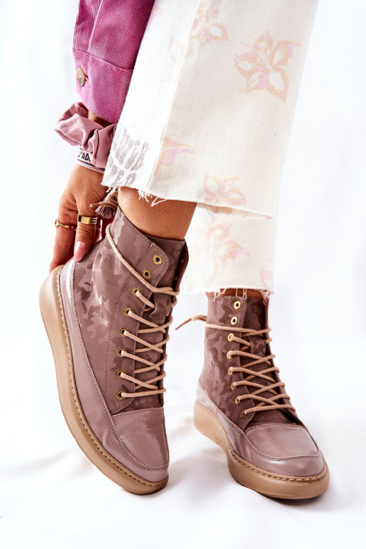 Stile sportivo Pelle scarpe LeAski 3034 beige con mimetismo Stile sportivo Pelle scarpe LeAski 3034 beige con mimetismo