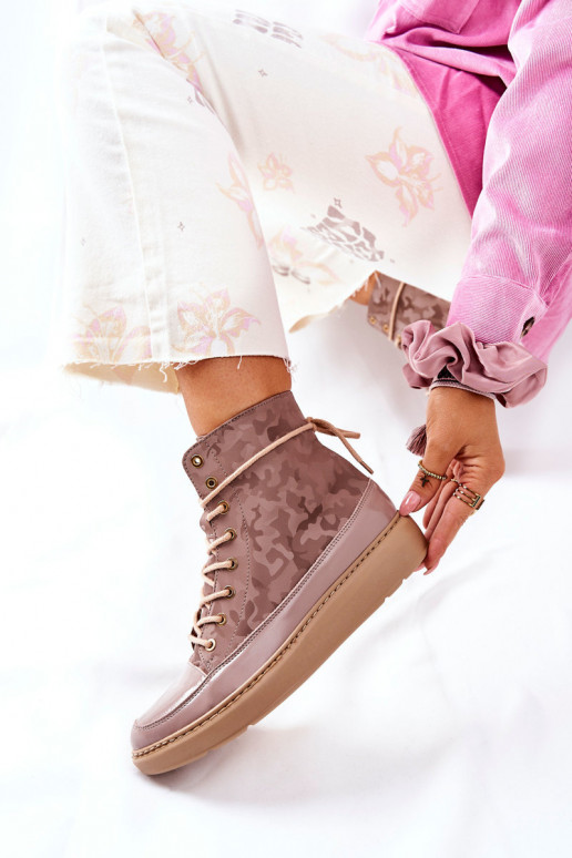 Stile sportivo Pelle scarpe LeAski 3034 beige con mimetismo Stile sportivo Pelle scarpe LeAski 3034 beige con mimetismo